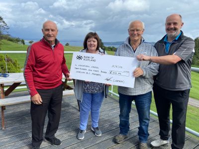 A donation / cheque for Â£303.00 from Innellan Golf Course (Dunoon).
